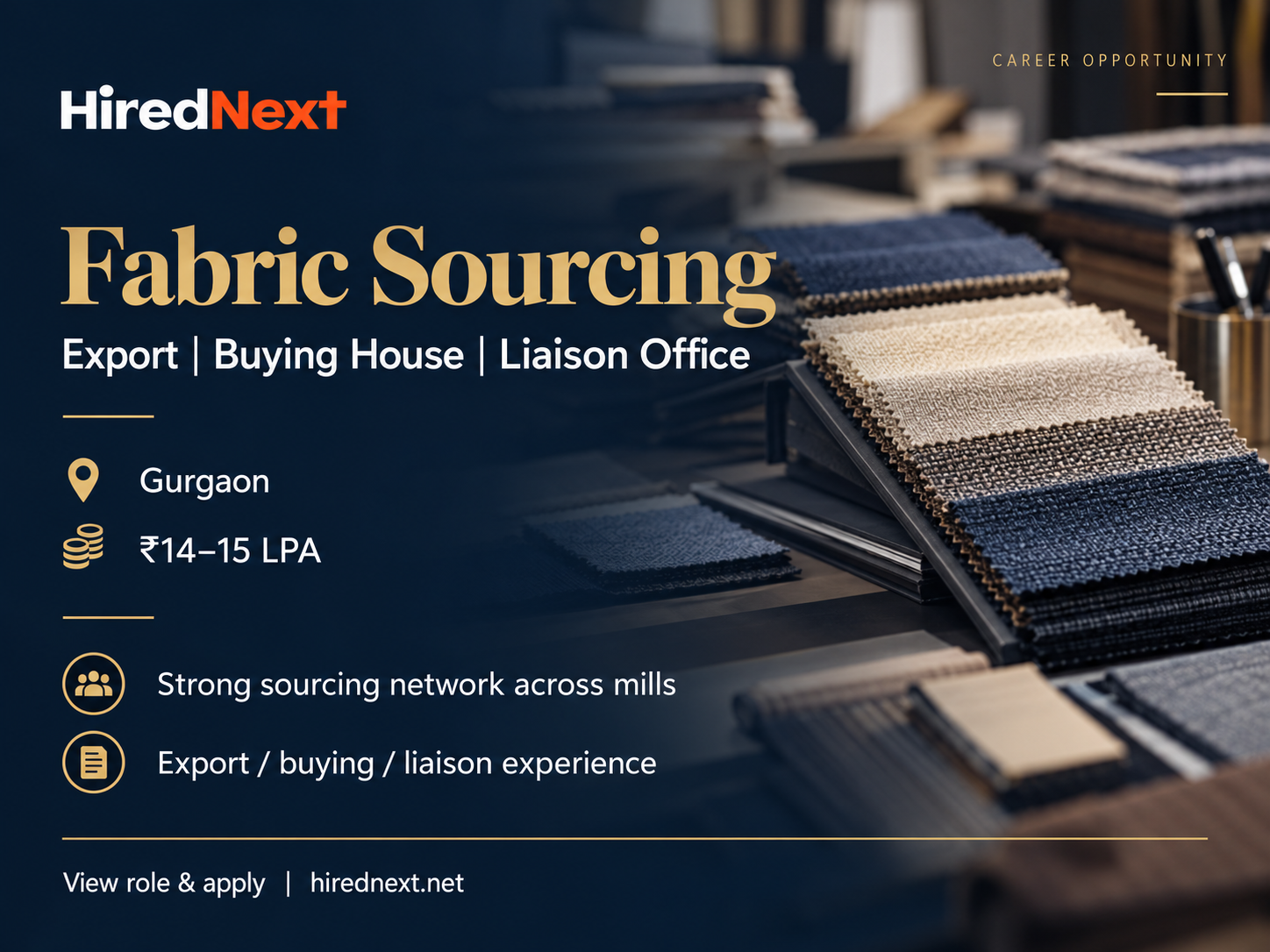 HiredNext Fabric Sourcing career opportunity
